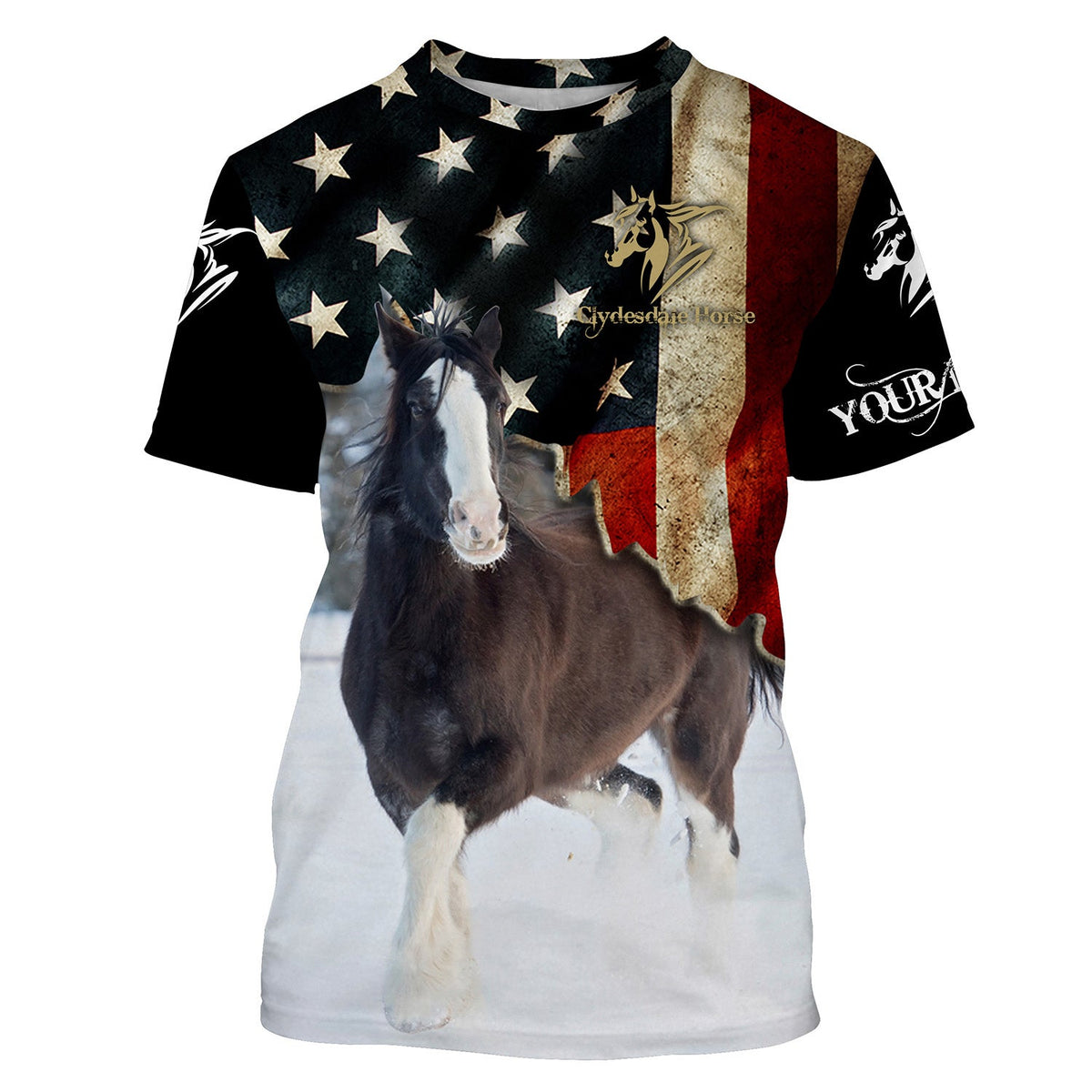 Clydesdale Horse American Flag Patriotic Customize Name Shirts Personalized Gift For Horse Lovers - Wonder Print Shop