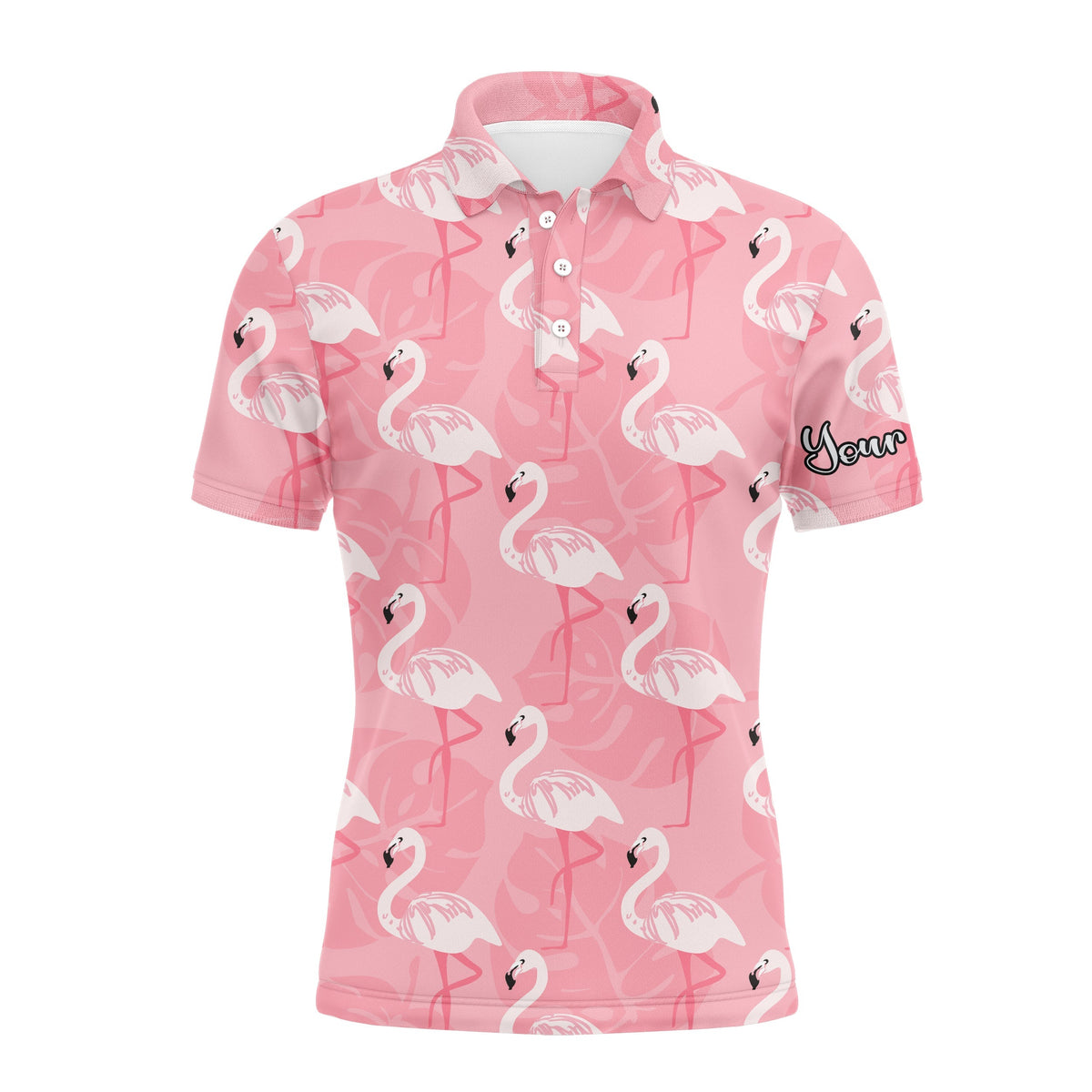 Men Golf Polo Upf Shirts Pink Flamingo Pattern Custom Name Polo Shirt Gift For Men - Wonder Print Shop