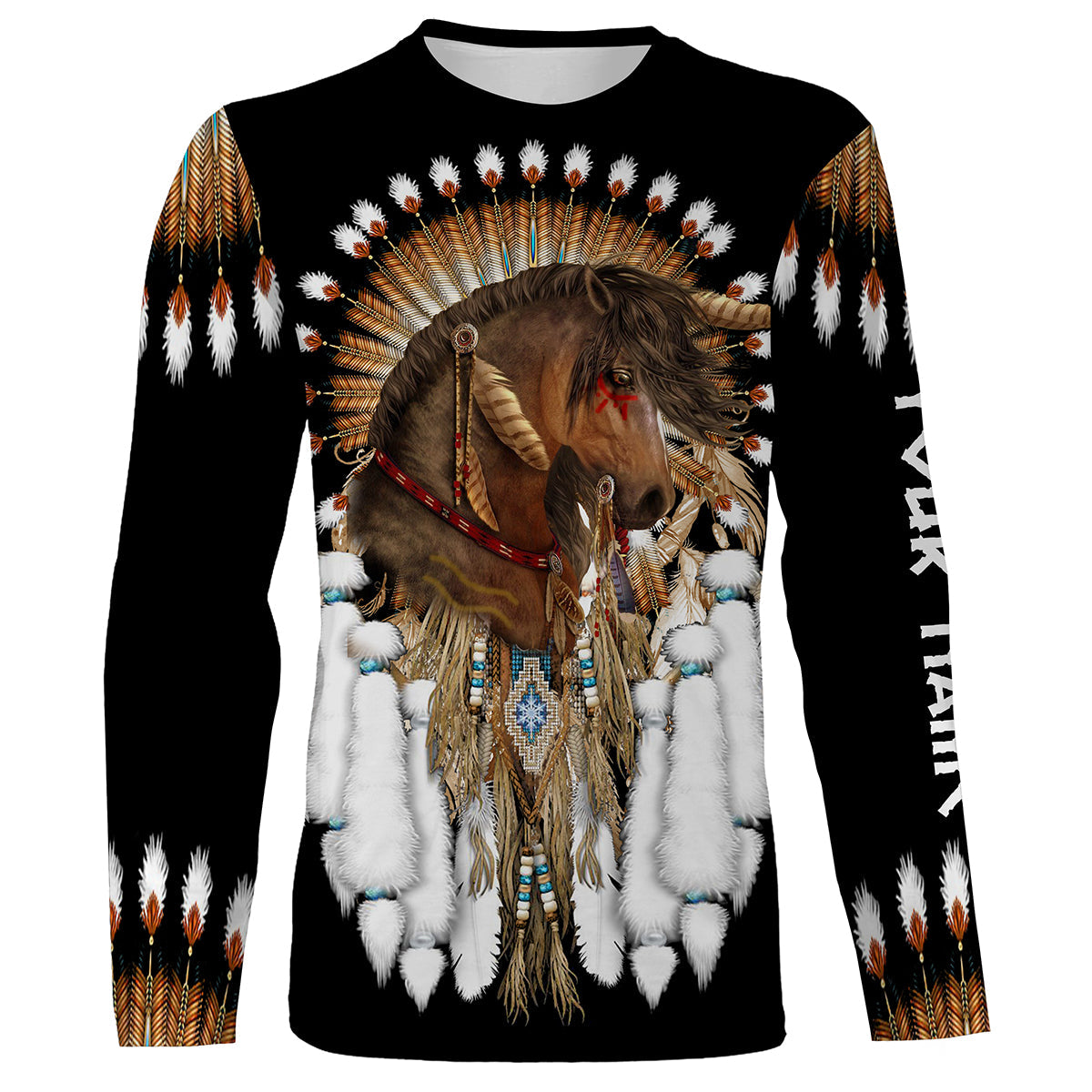Native Pride American Indian Tribal Horse Customize Name 3D All Over Printed Shirts Personalized Gifts For Horse Lovers, Fishing Long Sleeve Shirts - Wonder Print Shop