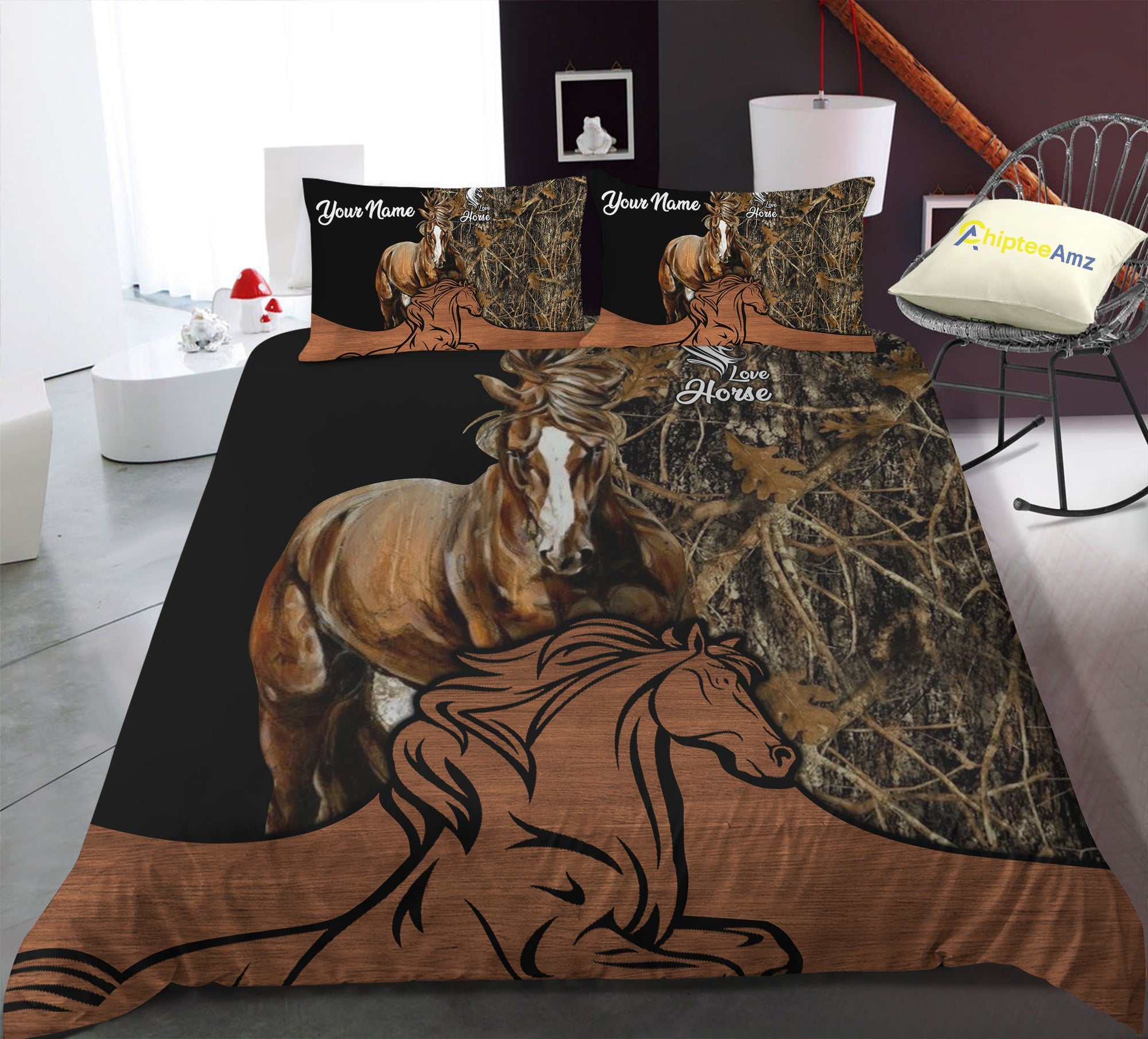 personalized-love-horse-camo-custom-horse-girls-bedding-sets-personalized-gifts-for-horse-lovers-fishing-bedding-set