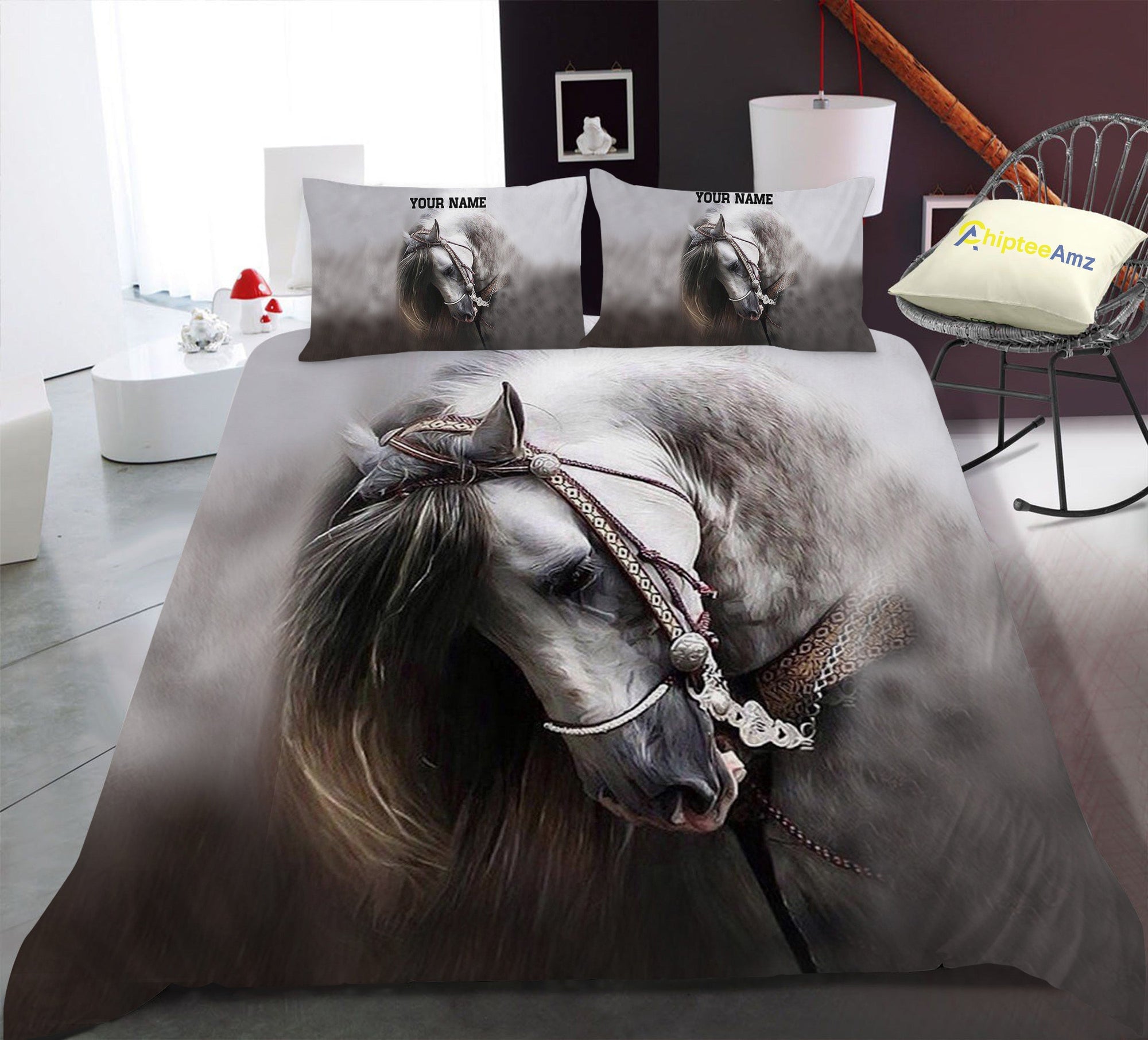 beautiful-white-horse-girls-bedding-sets-custom-bedding-sets-personalized-gifts-for-horse-lovers-fishing-bedding-set