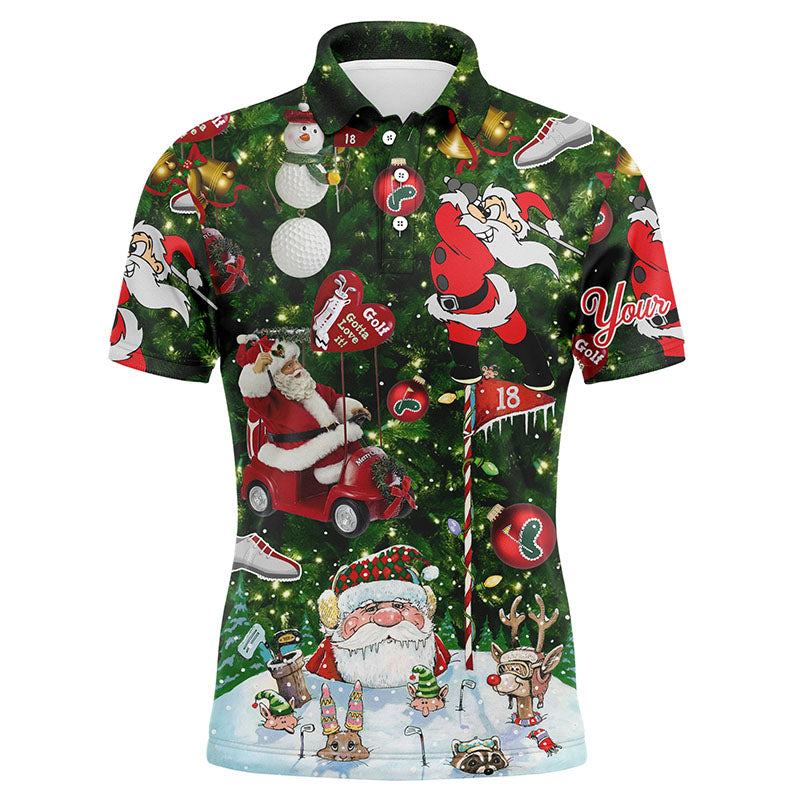 Funny Christmas Golf Shirt Custom Name Mens Golf Polo Shirt Santa Golfer Christmas Gifts - Wonder Print Shop