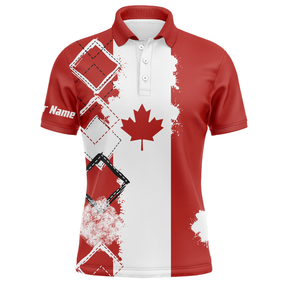 Mens Golf Polo Shirt Canada Flag Patriot Custom Name Golf Shirts For Men, Gift For The Golfers - Wonder Print Shop