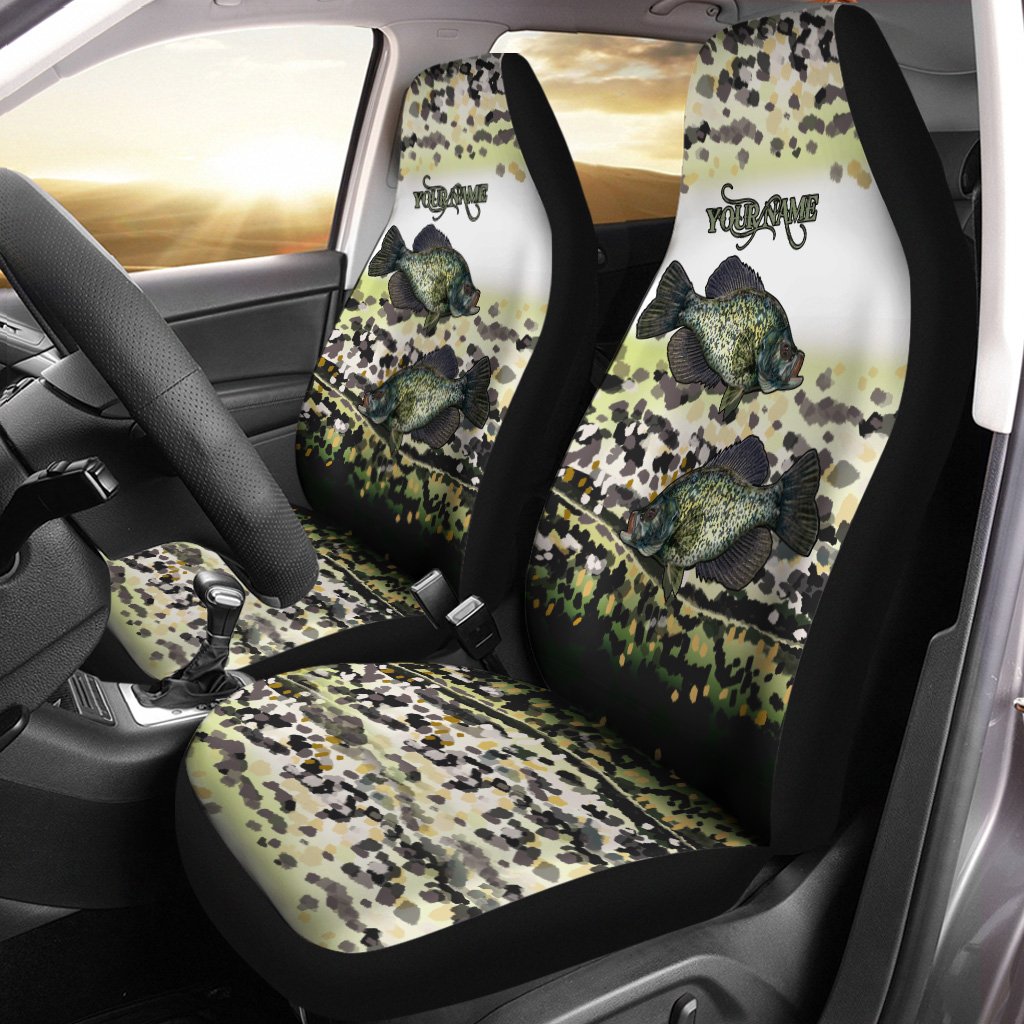 Crappie Fishing Custom 3D Printed Seat Cover, Perfect Car Accessories Set Of 2- Personalized Fishing Gift For Fishing Lovers, Fishing Car Seat Cover - Wonder Print Shop