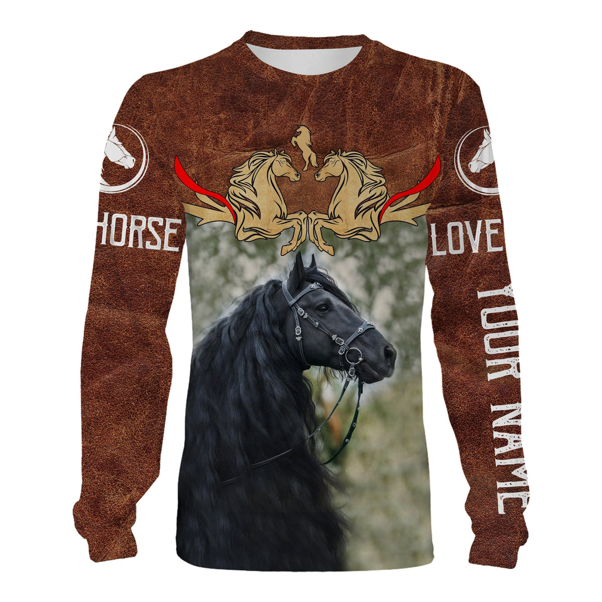 Friesian Horse Custom Name 3D All Over Print Shirts - Best Gift For Horse Lovers Men, Women And Kid, Fishing Long Sleeve Shirts - Wonder Print Shop