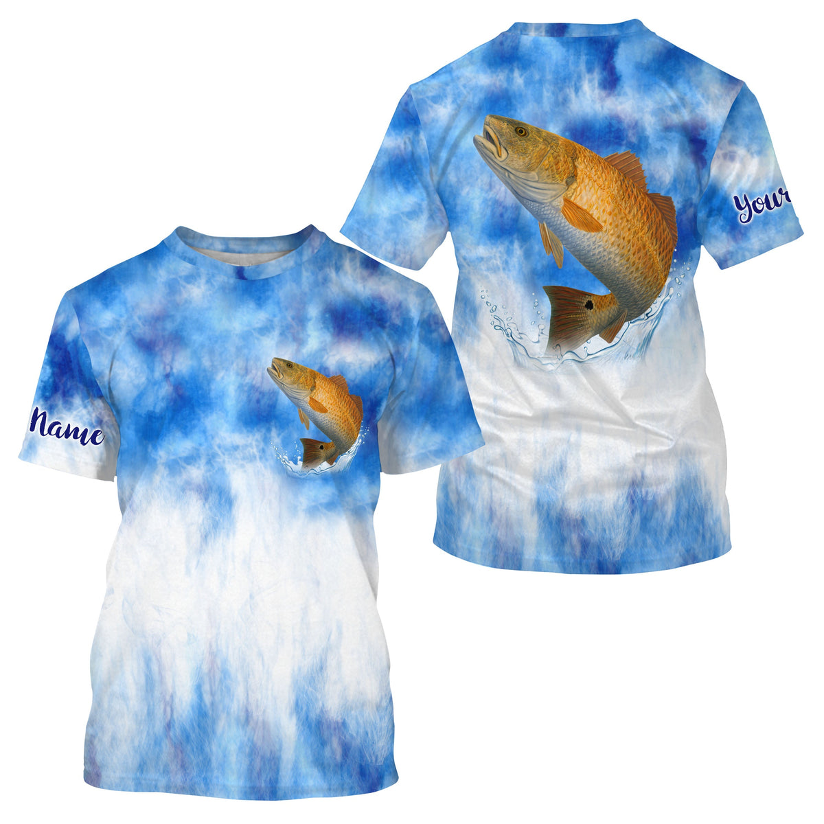 Redfish Red Drum Fishing Blue Sea Camo Custom Name Sun Protection Upf Fishing Jerseys - Wonder Print Shop