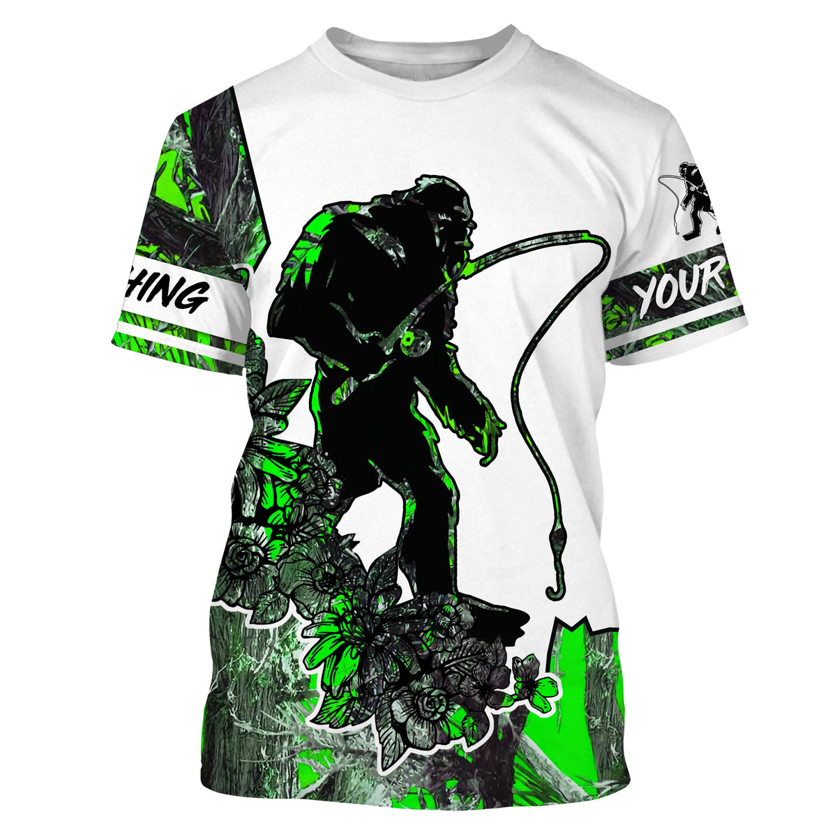 Custom BigfooT Shirt Bigfoot Fishing Sasquatch And Fishing Rod Sun Protection Shirt Green - Wonder Print Shop