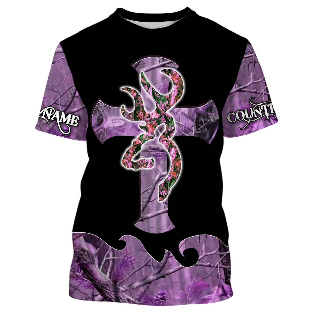 Country Girl Deer Cross Purple Camo Custom Name Shirts - Wonder Print Shop