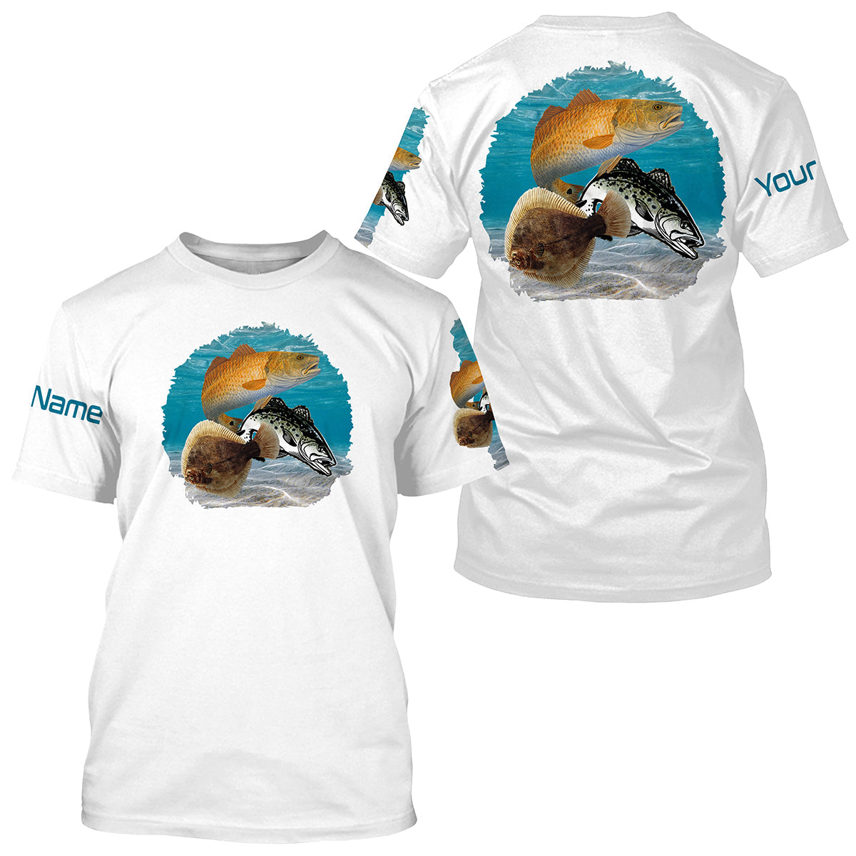 Texas Inshore Slam Redfish, Trout, Flounder Fishing Custom Name - Wonder Print Shop