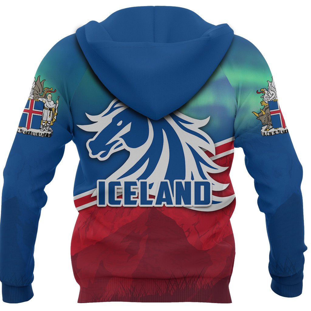Icelandic Horse Zip Hoodie Aurora Mountain - Wonder Print Shop