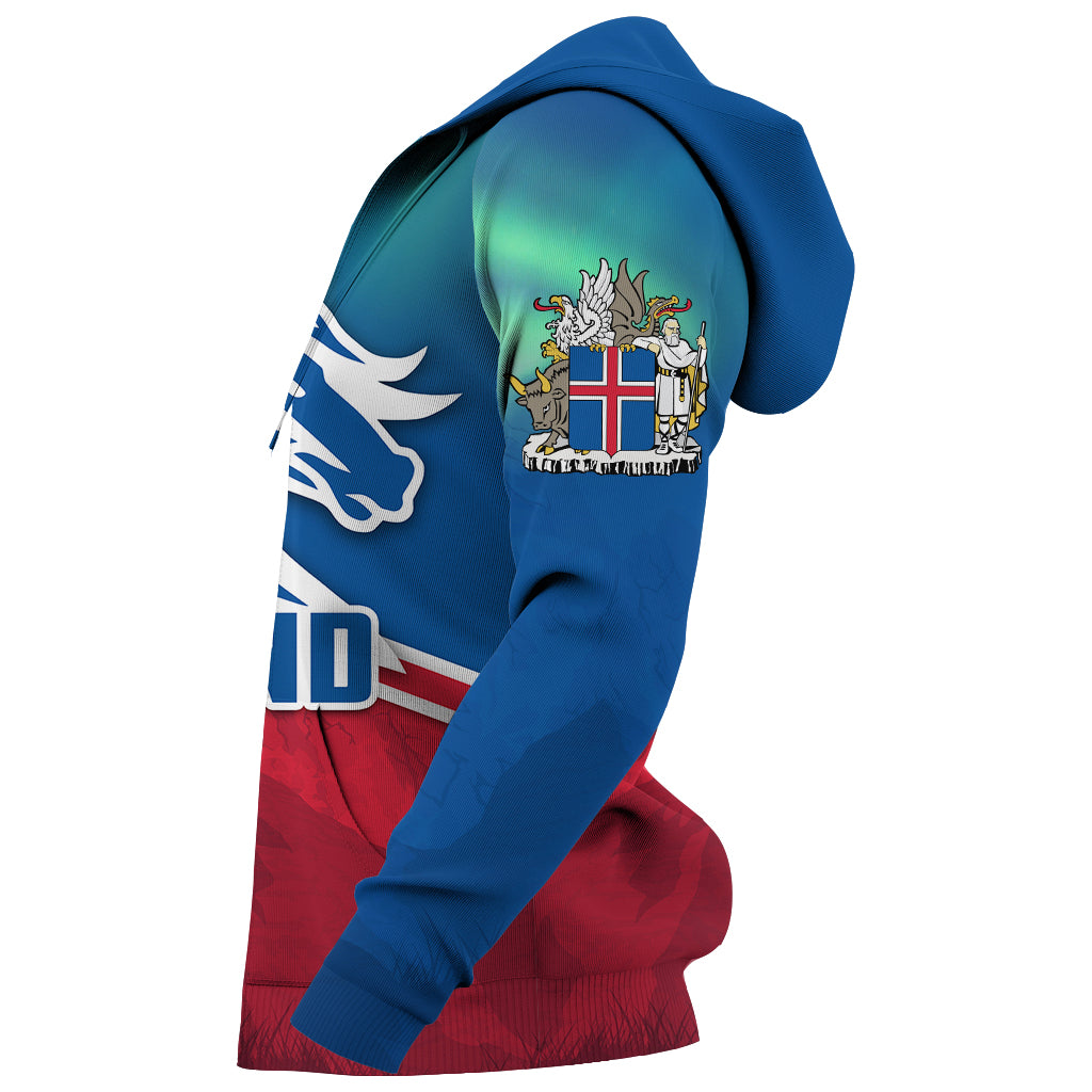 Icelandic Horse Zip Hoodie Aurora Mountain - Wonder Print Shop