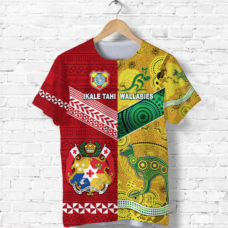 Tonga Ikale Tahi Ngatu And Australia Wallabies Aboriginal T Shirt Rugby Together LT8 - Wonder Print Shop