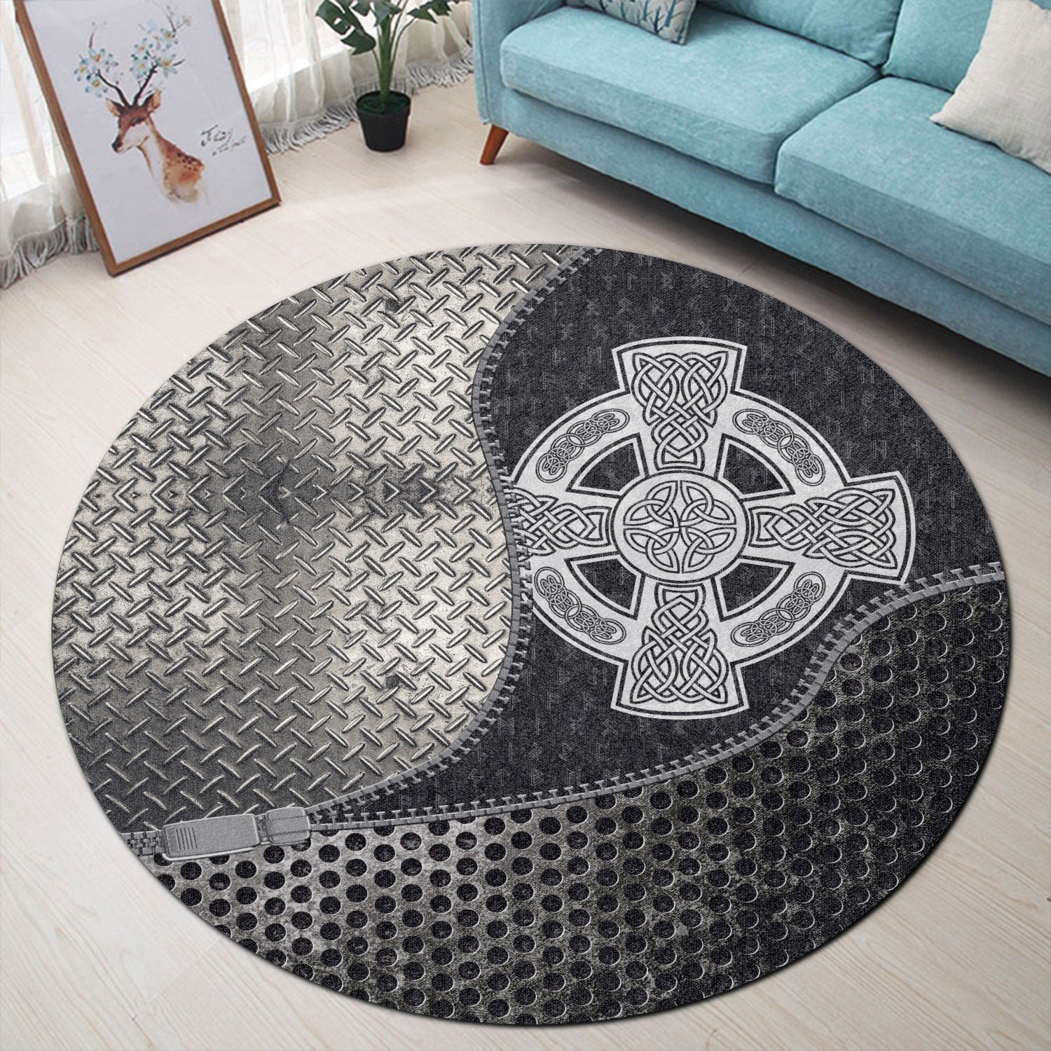 viking-carpet-image-celtic-cross-with-patterns-round-carpet