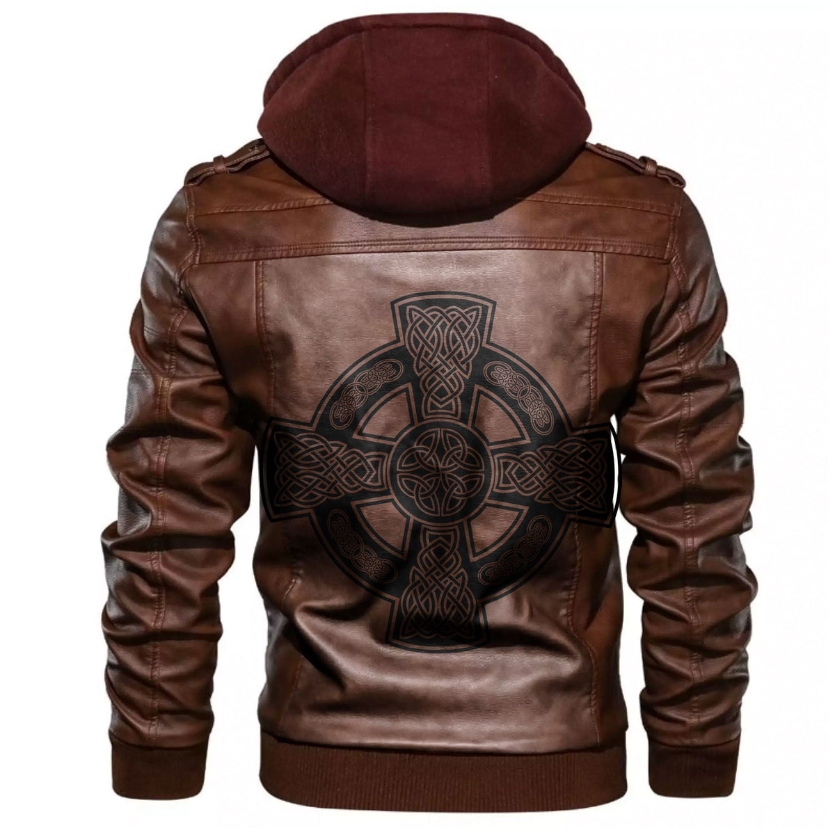 Viking Image Celtic Cross With Patterns Leather Jacket RLT12 - Wonder Print Shop