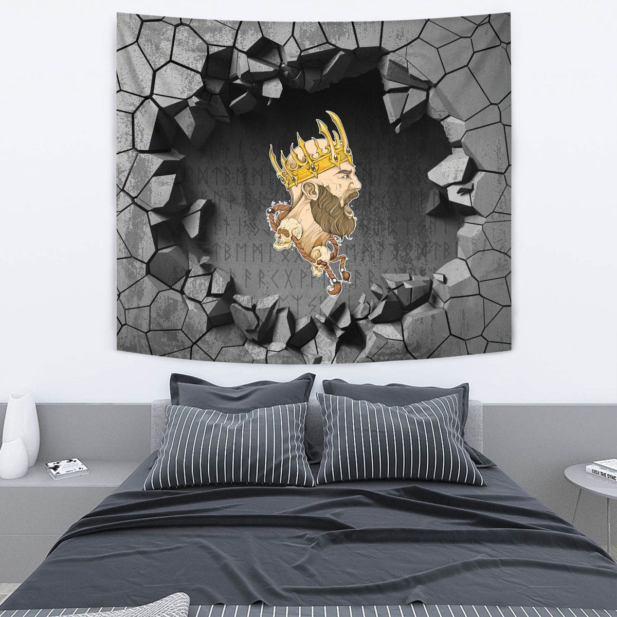 Viking Tapestry - Human Skull With Axe Tapestry RLT12 - Wonder Print Shop