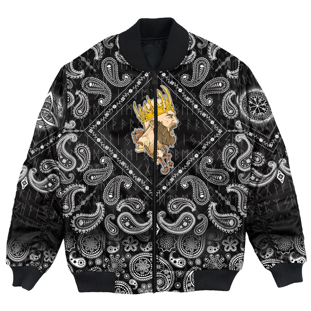 Viking Bomber Jacket In The Crown copy with Bandana Paisley Style RLT12 - Wonder Print Shop