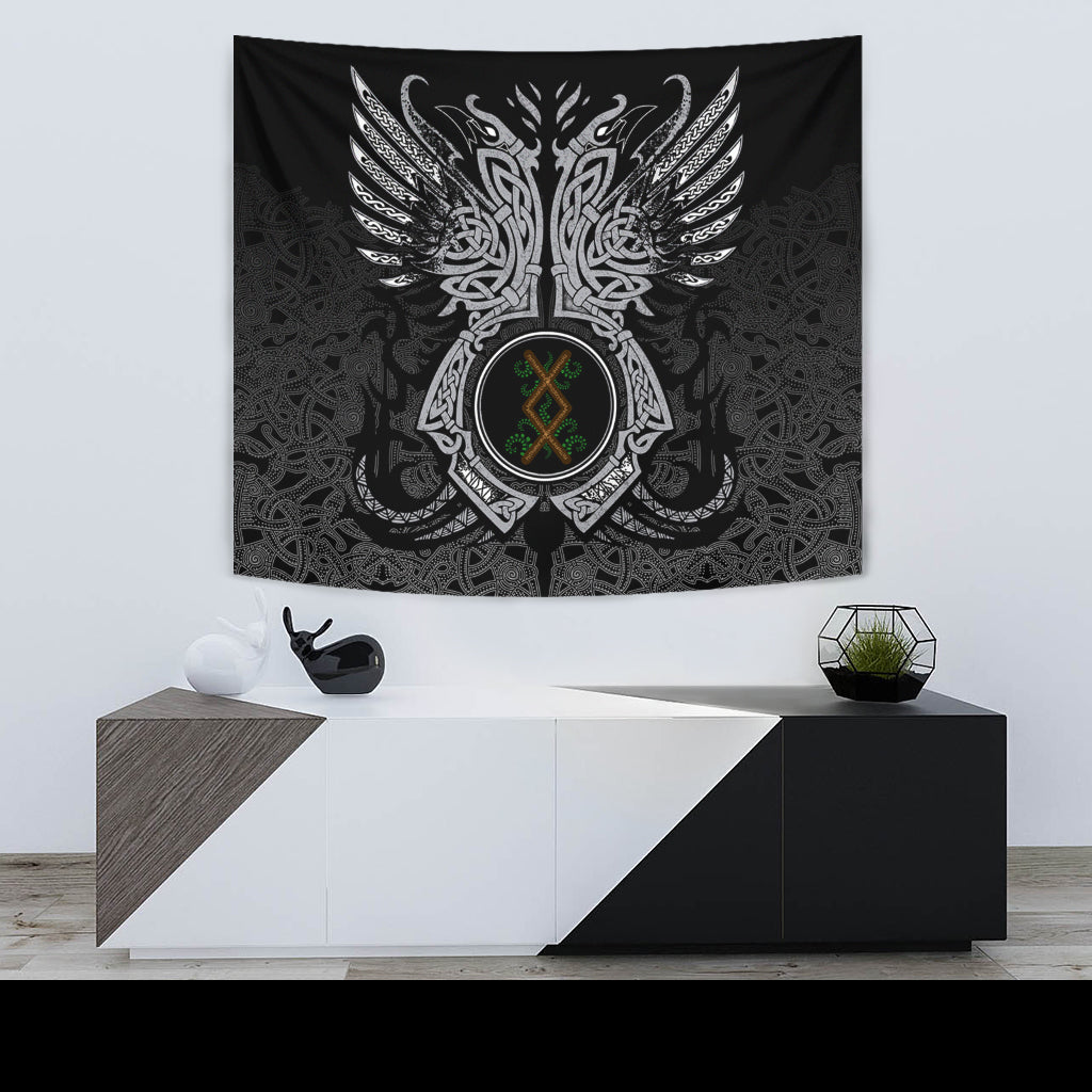 Viking Tapestry - Inguz Rune, Raven Tattoo RLT12 - Wonder Print Shop