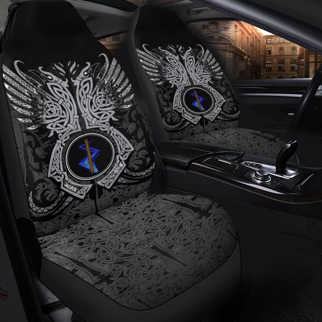 Viking Car Seat Covers Isa Rune, Raven Tattoo RLT12 - Wonder Print Shop