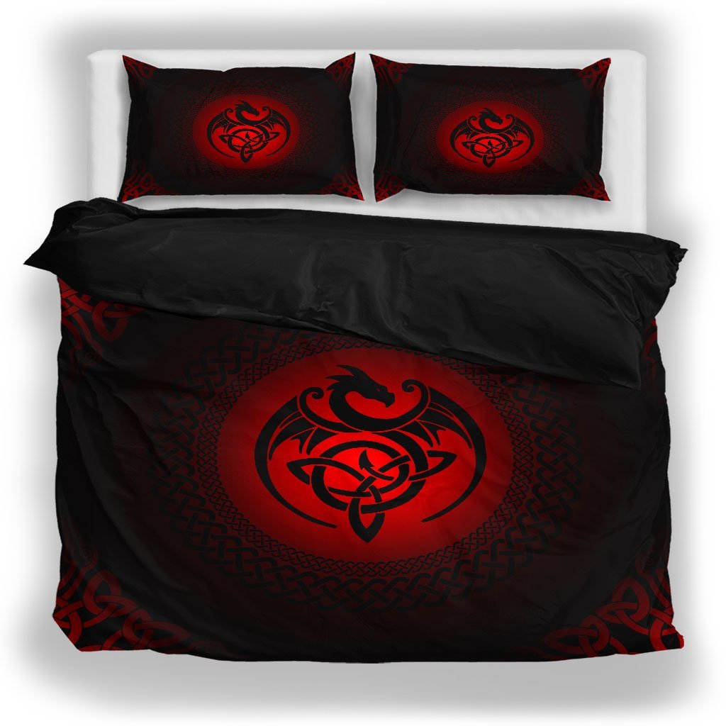 Viking Bedding Set, Dragon with Triquetra the Celtic Knot Duvet Cover RLT12 - Wonder Print Shop