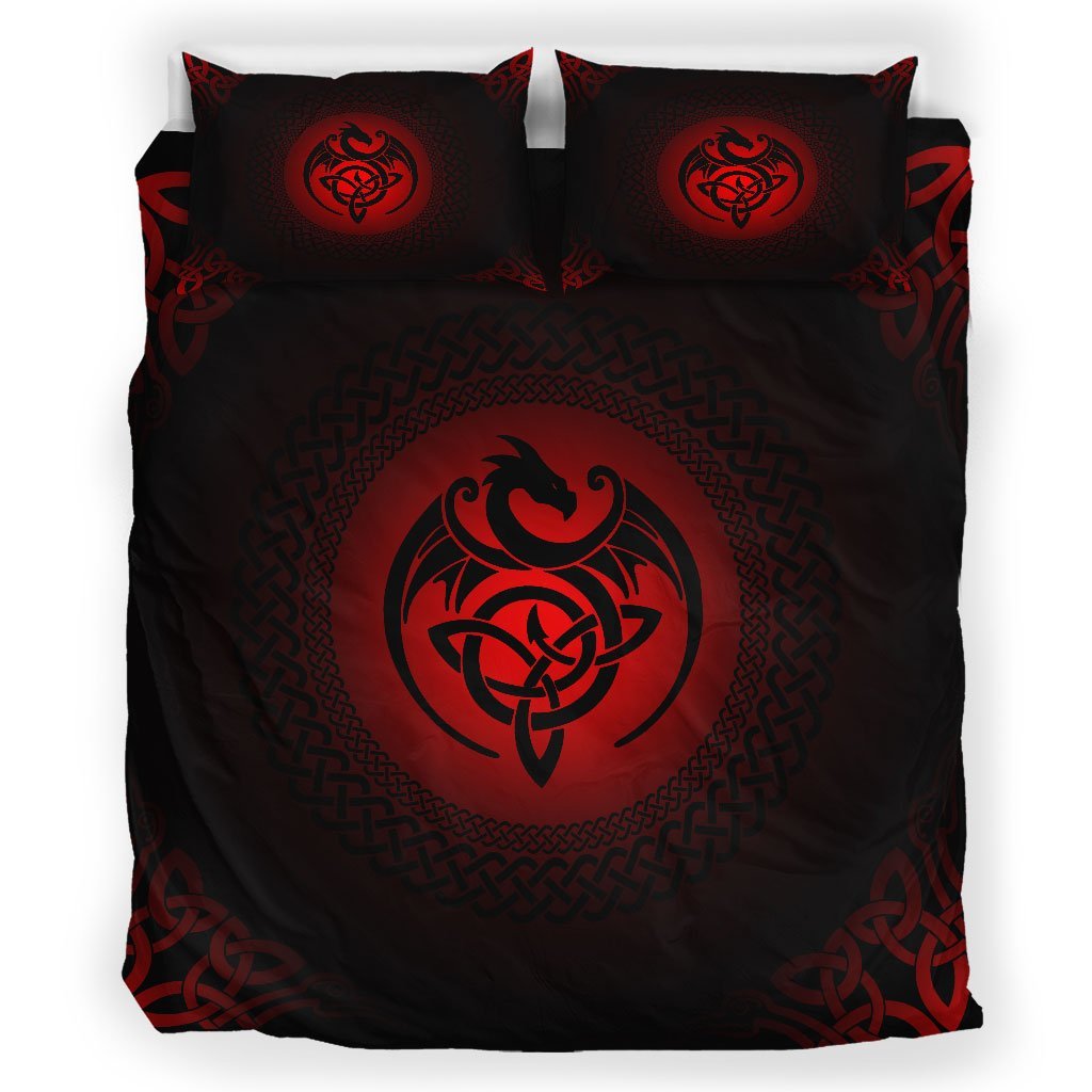 Viking Bedding Set, Dragon with Triquetra the Celtic Knot Duvet Cover RLT12 - Wonder Print Shop