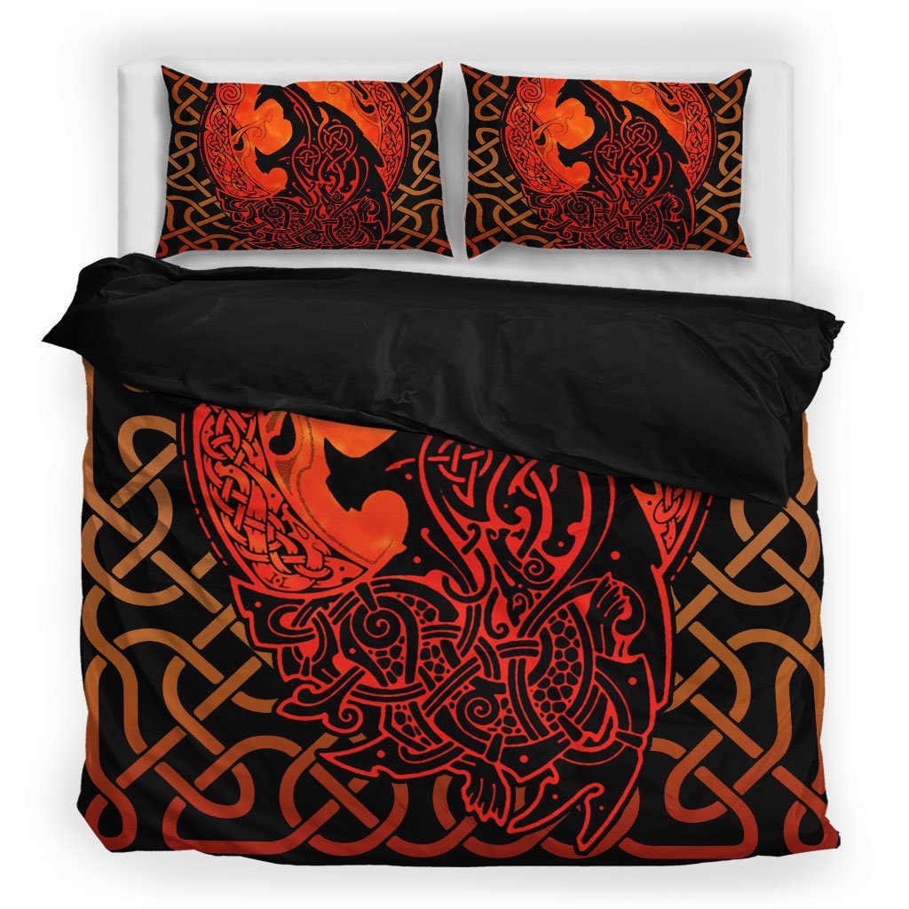 Viking Bedding Set, Fenrir Wolf with Norse Mythology Pattern Duvet Cover RLT12 - Wonder Print Shop