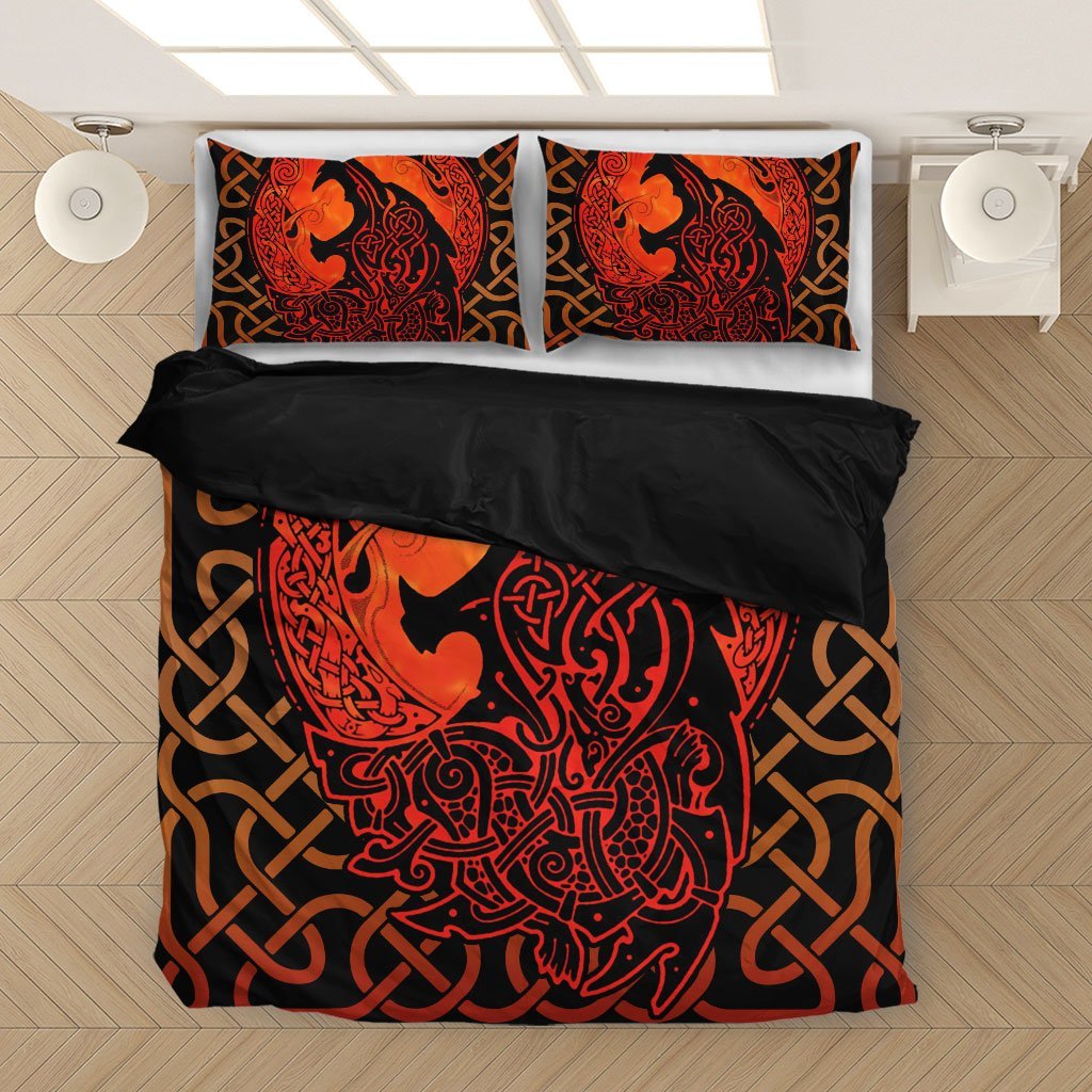 Viking Bedding Set, Fenrir Wolf with Norse Mythology Pattern Duvet Cover RLT12 - Wonder Print Shop