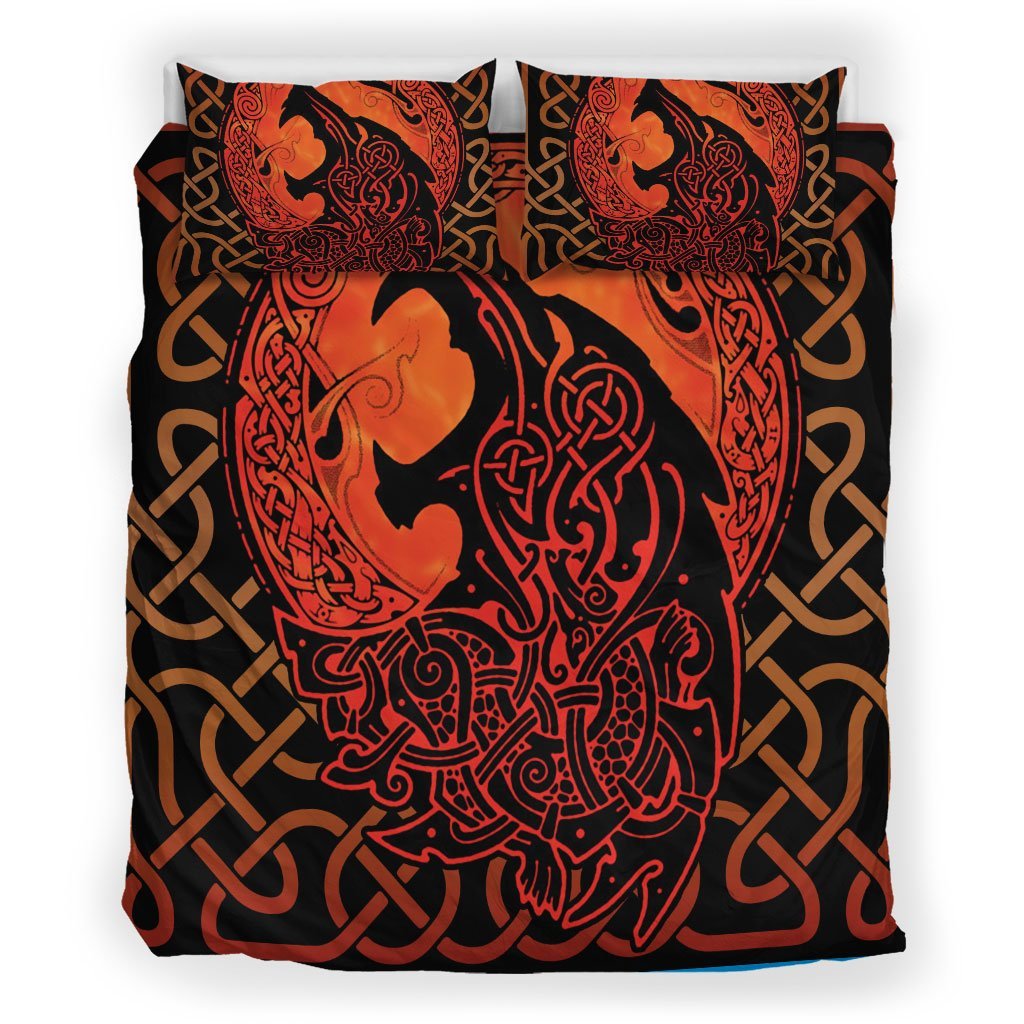Viking Bedding Set, Fenrir Wolf with Norse Mythology Pattern Duvet Cover RLT12 - Wonder Print Shop