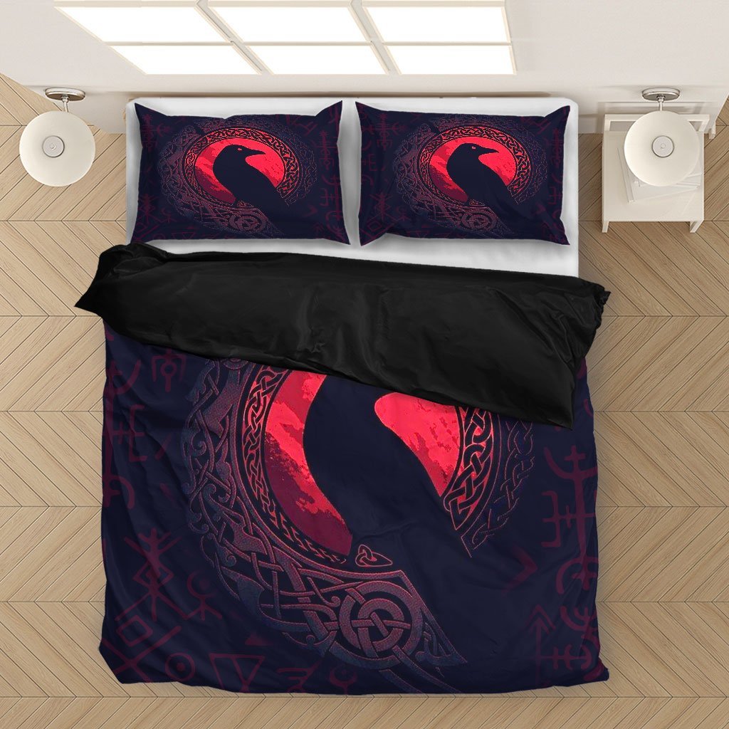 Viking Bedding Set, Mystic Raven with Viking Pattern Duvet Cover RLT12 - Wonder Print Shop