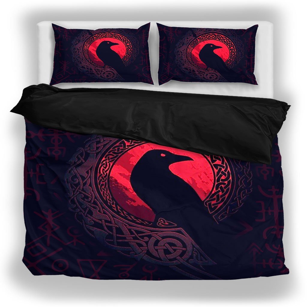 Viking Bedding Set, Mystic Raven with Viking Pattern Duvet Cover RLT12 - Wonder Print Shop
