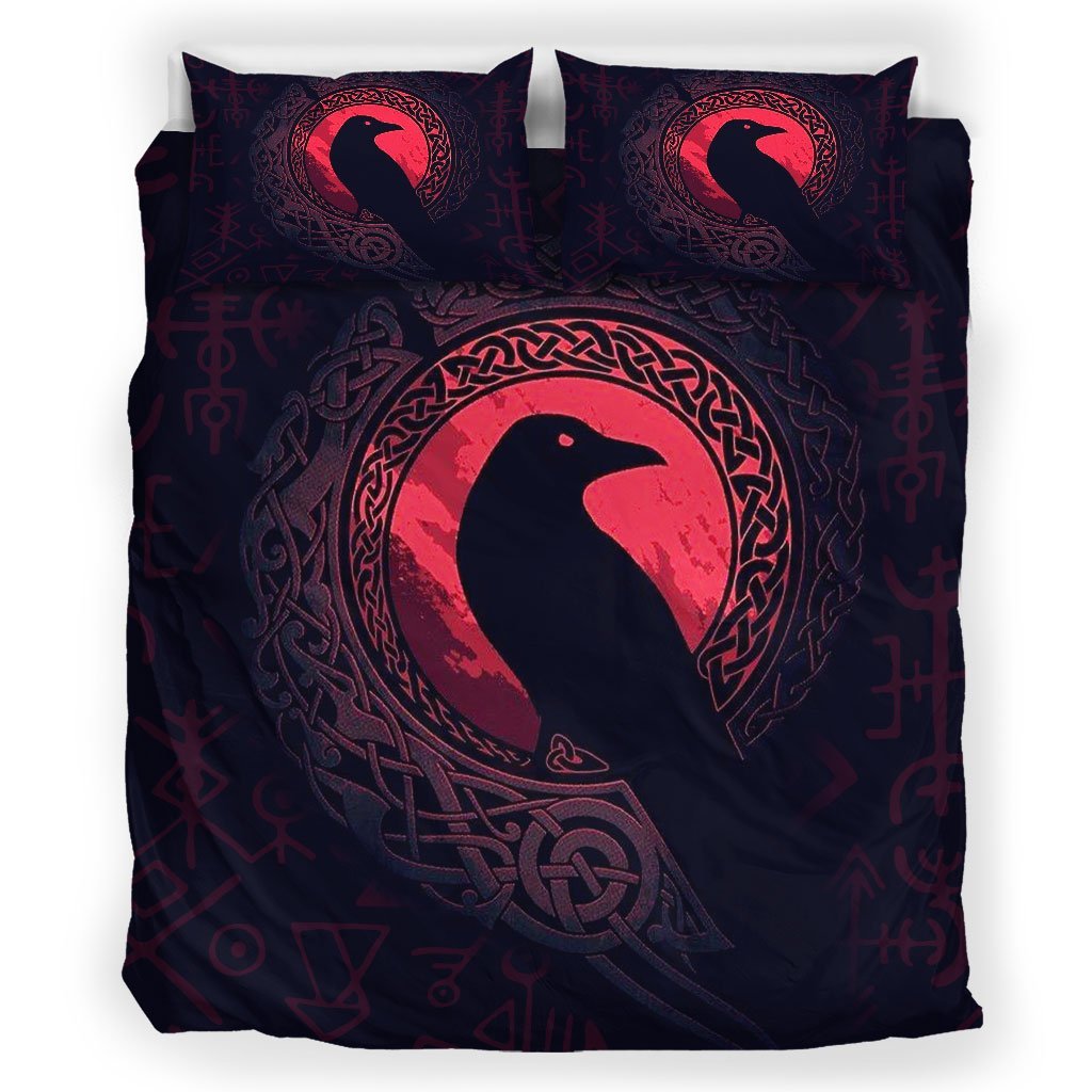 Viking Bedding Set, Mystic Raven with Viking Pattern Duvet Cover RLT12 - Wonder Print Shop