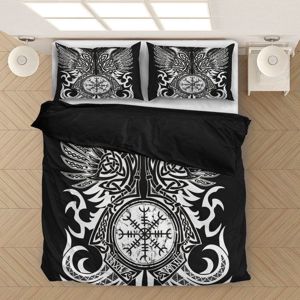 Viking Bedding Set, Helm of Awe Aegishjalmr Duvet Cover RLT12 - Wonder Print Shop