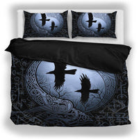 Viking Bedding Set, Ravens in Thunder Night with Viking Pattern Duvet Cover RLT12 - Wonder Print Shop