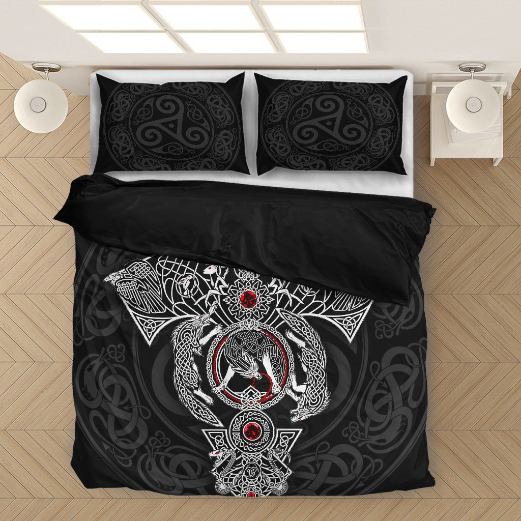 Viking Bedding Set, Fenrir Skoll and Hati Tattoo Duvet Cover RLT12 - Wonder Print Shop