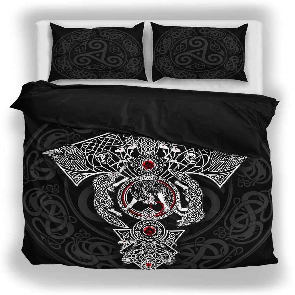 Viking Bedding Set, Fenrir Skoll and Hati Tattoo Duvet Cover RLT12 - Wonder Print Shop