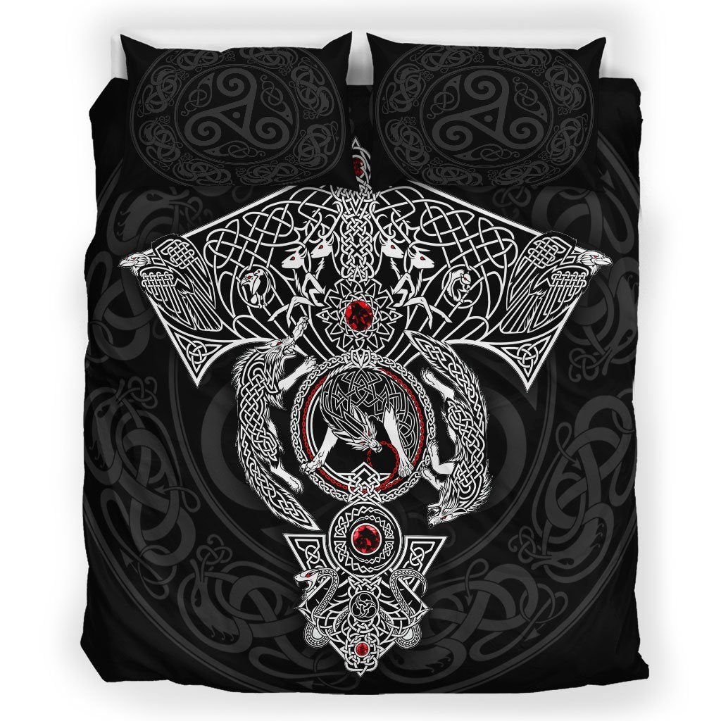Viking Bedding Set, Fenrir Skoll and Hati Tattoo Duvet Cover RLT12 - Wonder Print Shop