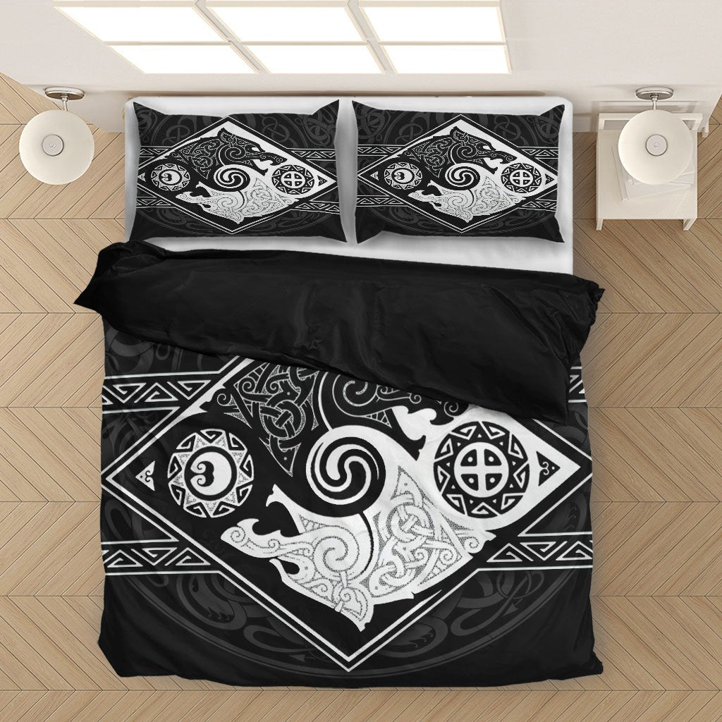 Viking Bedding Set, Skoll and Hati Sons of Fenrir Duvet Cover RLT12 - Wonder Print Shop
