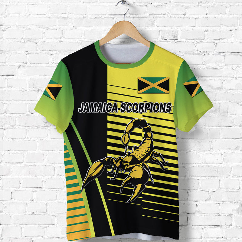 Custom Jamaica Cricket Scorpions T Shirt Simple Style Black LT8 - Wonder Print Shop