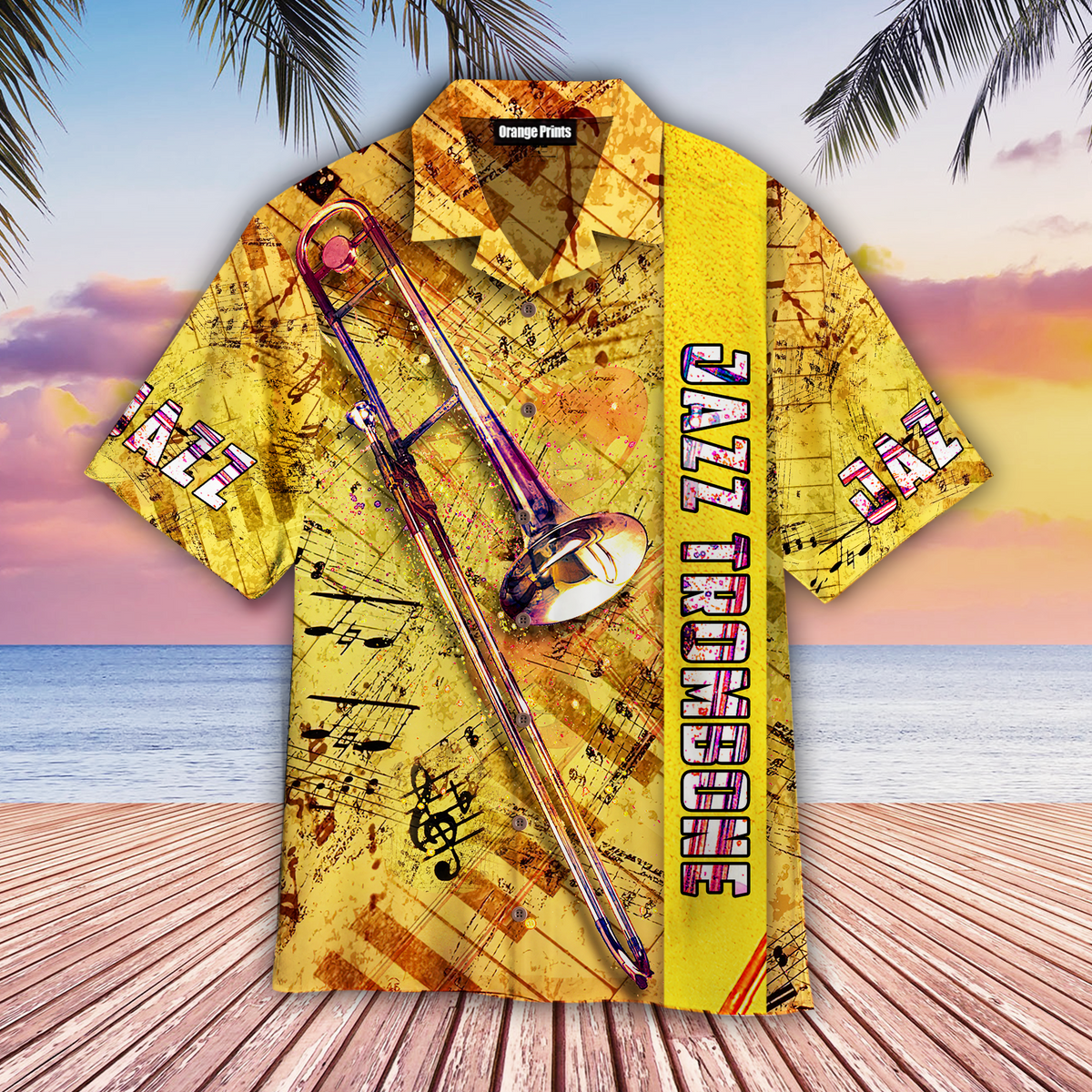 Jazz Trombone Hawaiian Shirt - Wonder Print Shop