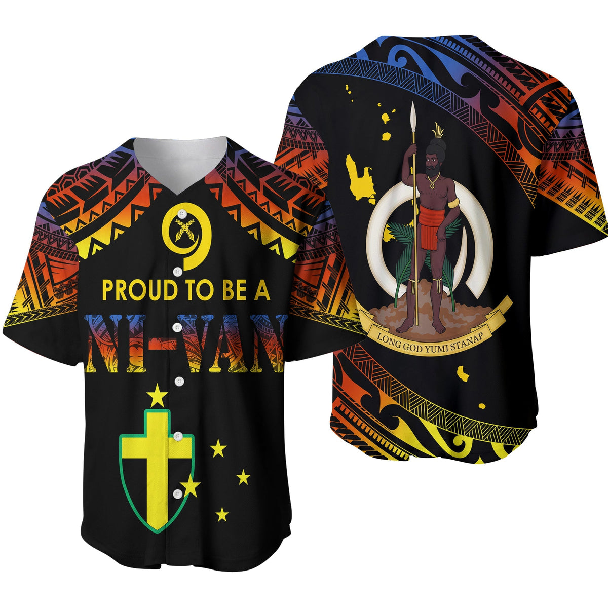 Vanuatu Proud To Be A Ni-Van - Polynesian Pattern Baseball Jersey - Tafea Province LT7 - Wonder Print Shop