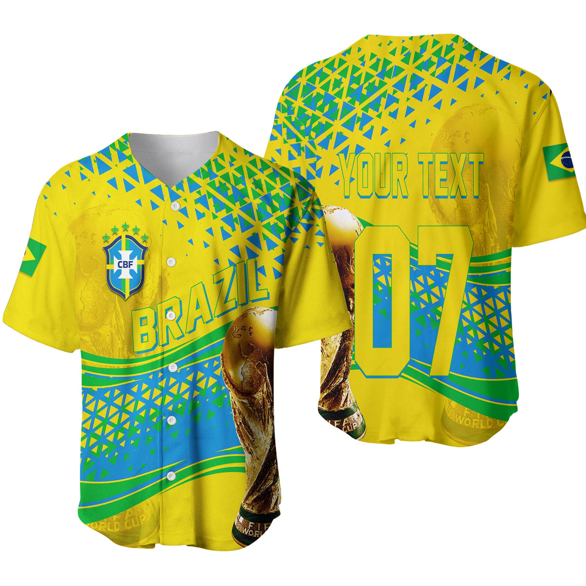 Personalised Brazil Baseball Jersey World Cup 2022 - Champions LT7 - Wonder Print Shop