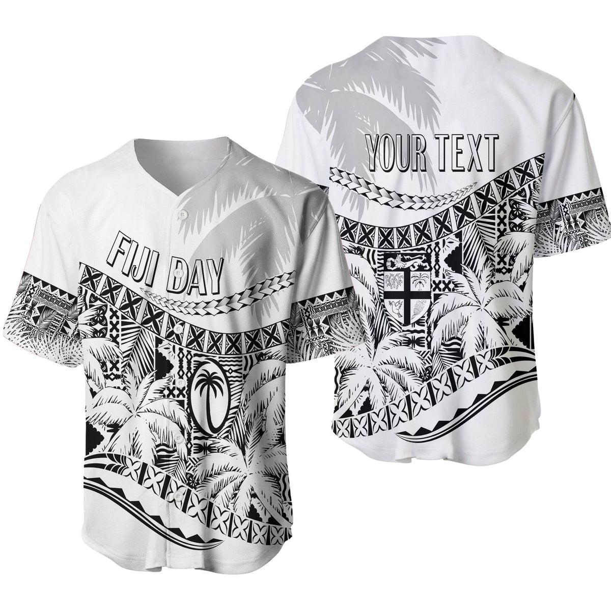 Personalised Fiji Day Baseball Jersey Flying Fijians Masi Kesa Style - White LT7 - Wonder Print Shop