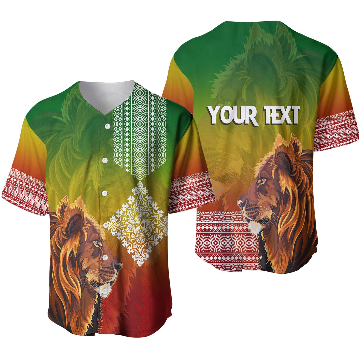 (Custom Personalised) Ethiopia Lion Of Judah Baseball Jersey Ethiopia Flag Gradient LT7 - Wonder Print Shop