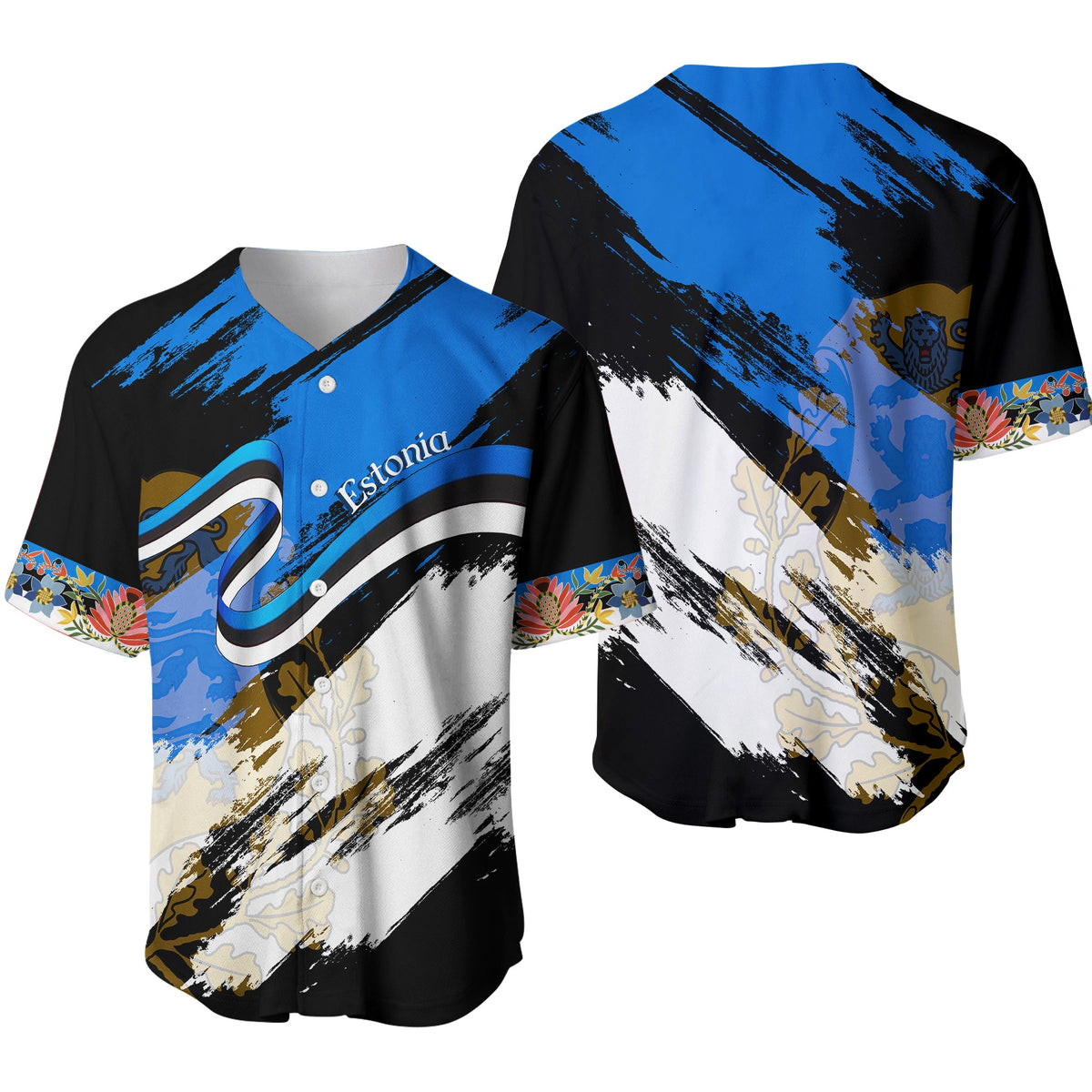 Estonia Grunge Design Baseball Jersey Eesti Flag LT7 - Wonder Print Shop