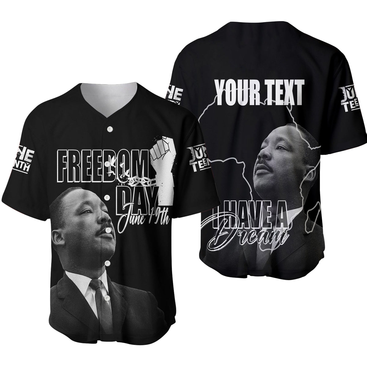 Juneteenth MLK Personalised Baseball Jersey Freedom Day LT7 - Wonder Print Shop
