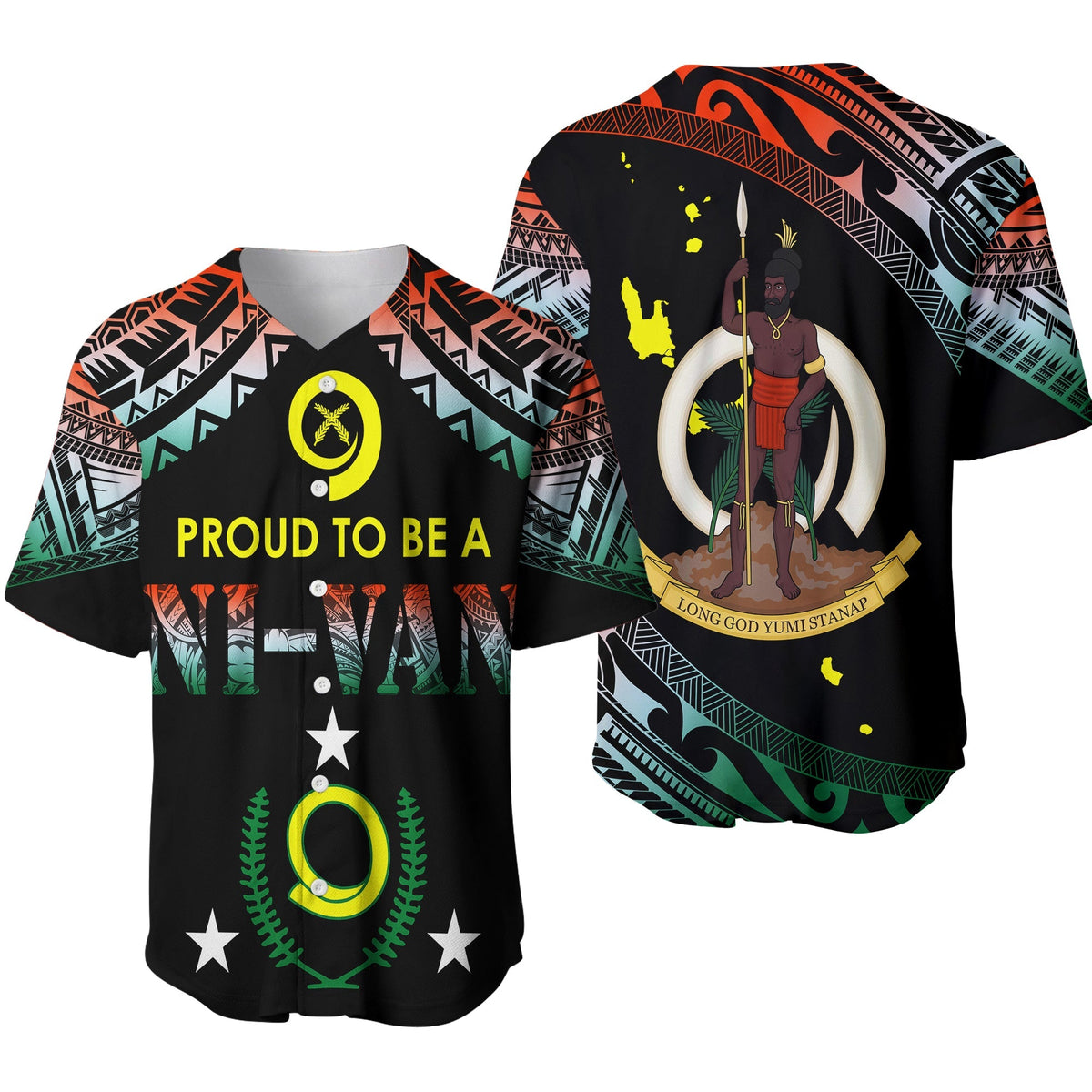 Vanuatu Proud To Be A Ni-Van - Polynesian Pattern Baseball Jersey - Penama Province LT7 - Wonder Print Shop