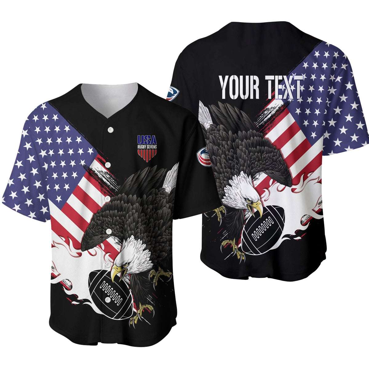 Personalised USA Rugby Sevens Baseball Jersey The Eagles LT7 - Wonder Print Shop