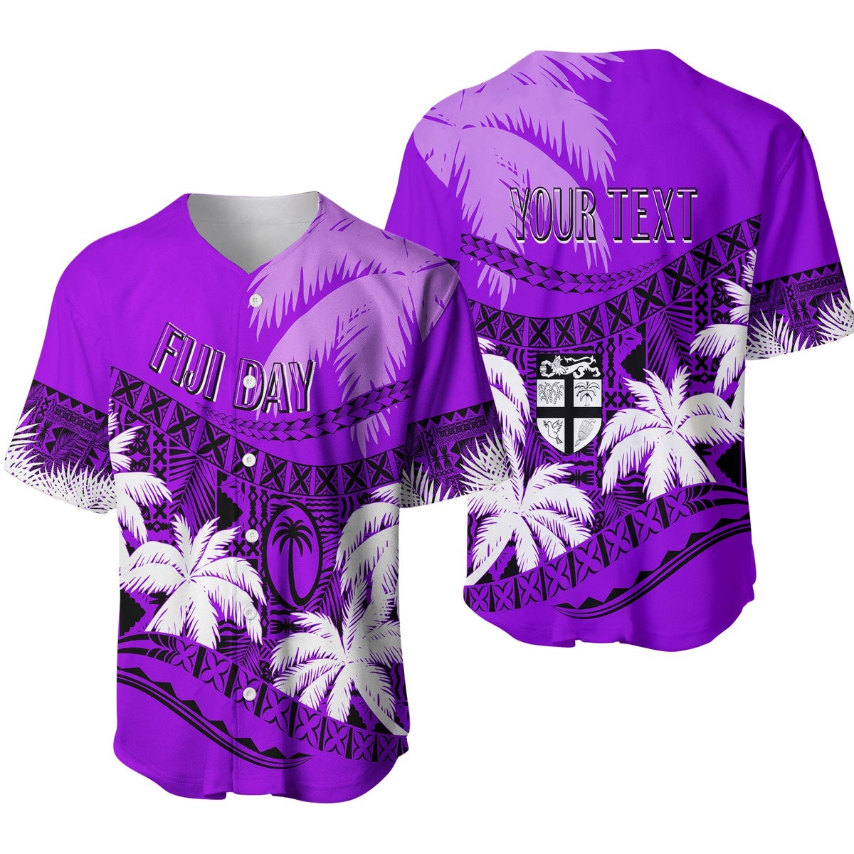 Personalised Fiji Day Baseball Jersey Flying Fijians Masi Kesa Style - Violet LT7 - Wonder Print Shop