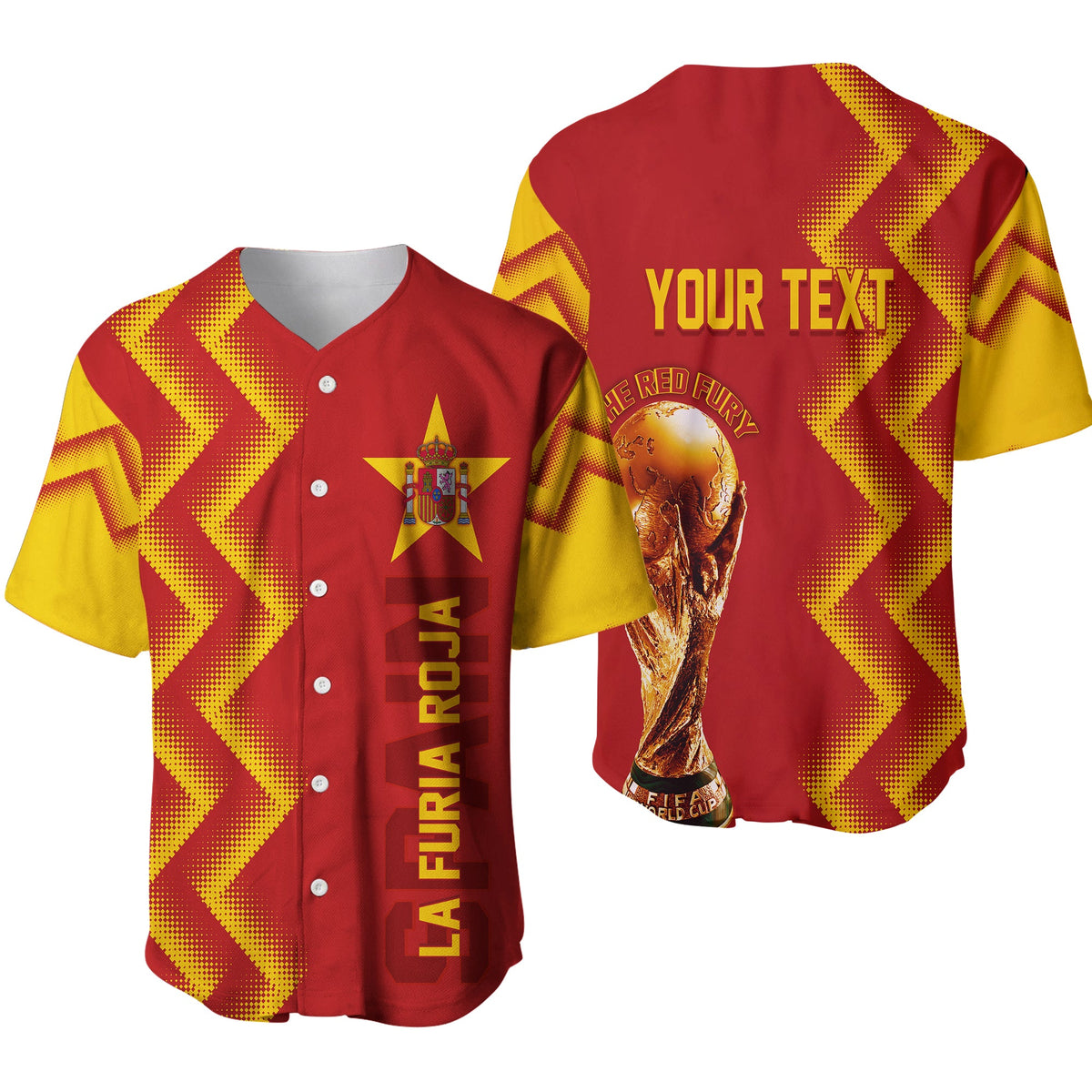 Personalised Spain World Cup 2022 Baseball Jersey The Red Fury LT7 - Wonder Print Shop