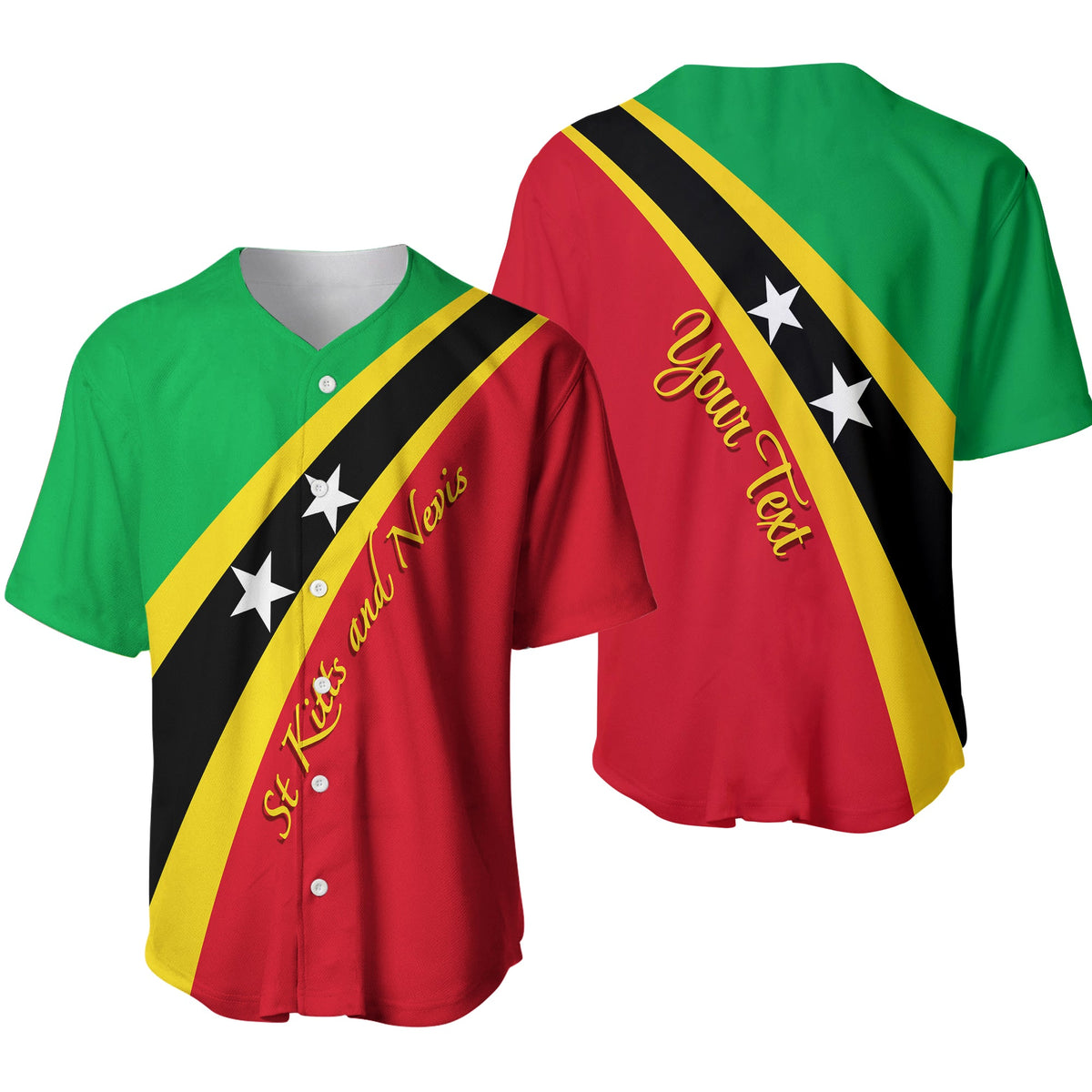 Saint Kitts and Nevis Personalised Baseball Jersey SKN Flag Simple Style LT7 - Wonder Print Shop