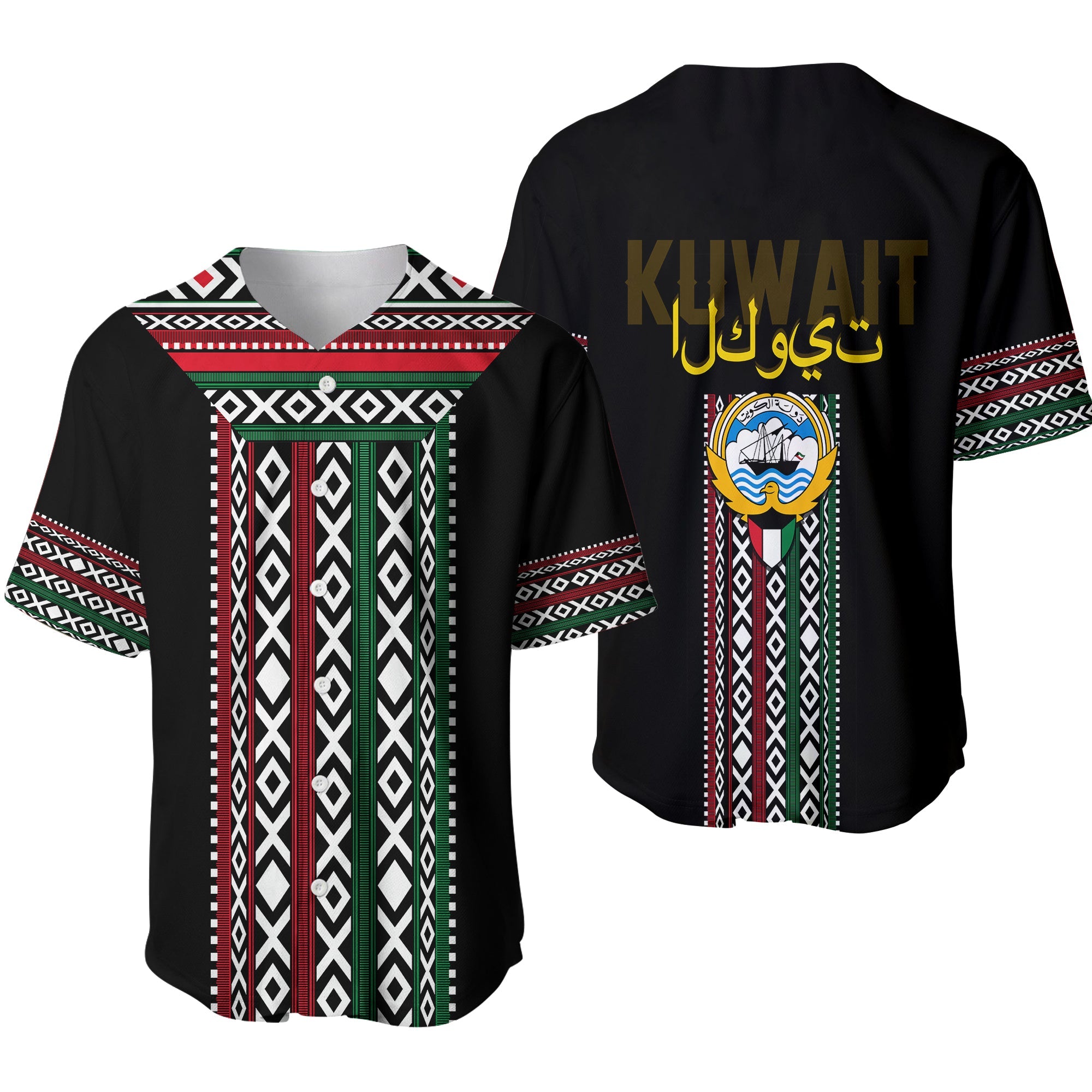 Kuwait Al Sadu Pattern Baseball Jersey Modern Style LT7 - Wonder Print Shop